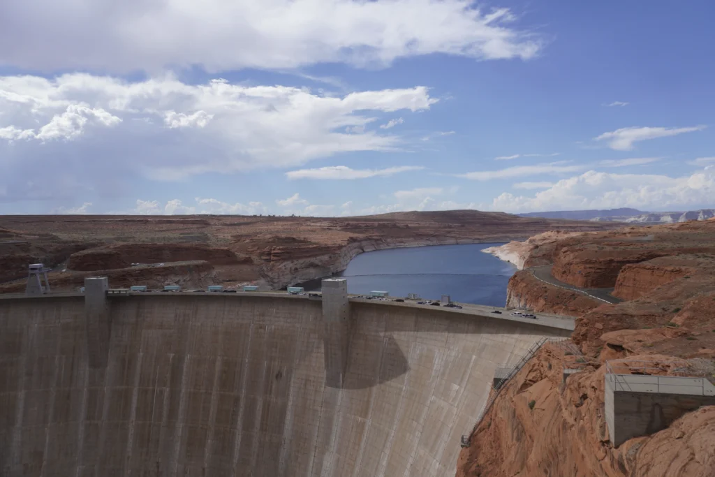 View of Glen Canyon Dam and Lake Powell