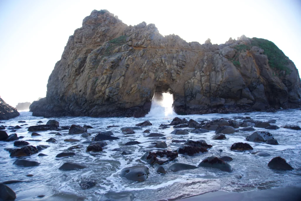 Keyhole rock arch at Pfeiffer Beach in Big Sur