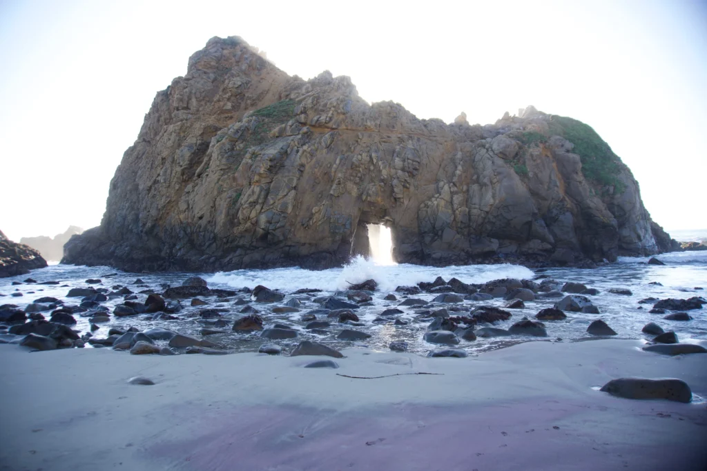 Keyhole sea arch at Pfeiffer Beach in Big Sur