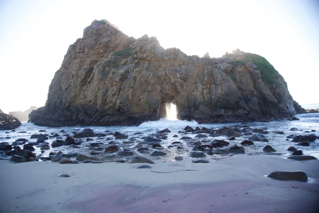 Keyhole rock arch at Pfeiffer Beach in Big Sur