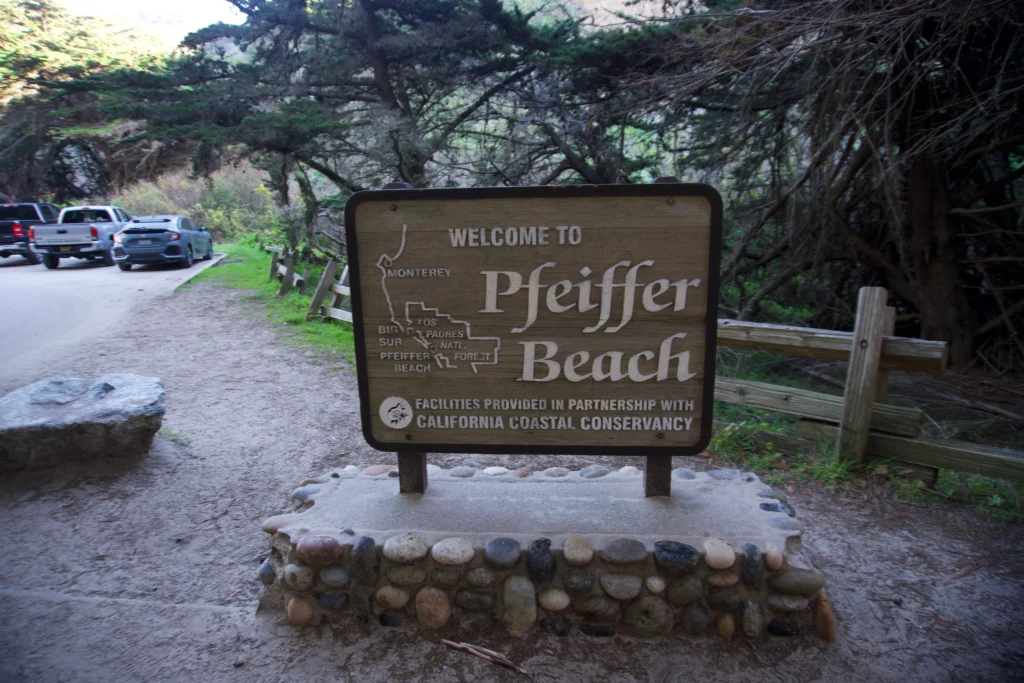 Welcome to Pfeiffer Beach sign in Big Sur