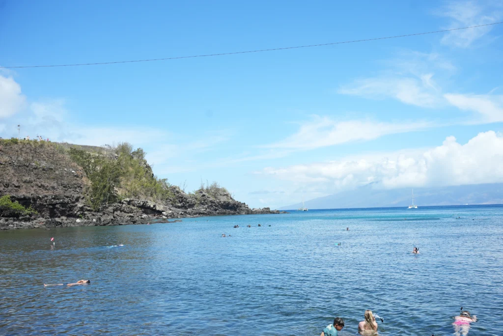 People snorkeling at Honolua Bay, West Maui
